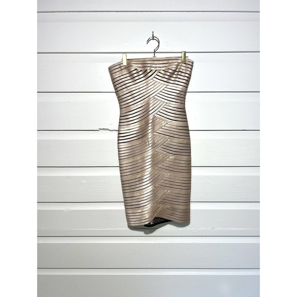 BCBG Maxazria Vintage 90’s Y2K Cocktail Tube Dress Gold And Black Size 2
